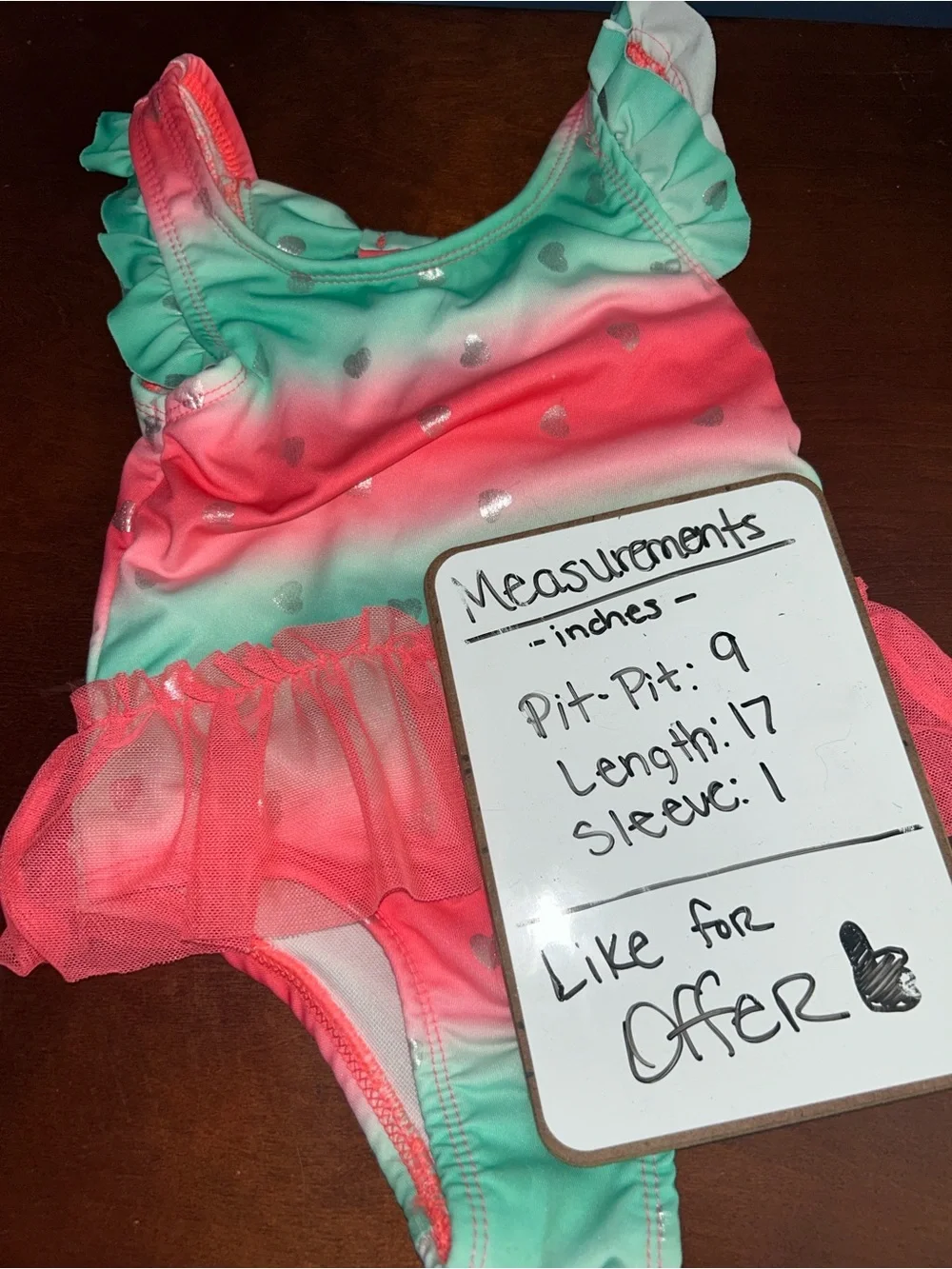 Penelope Mack 3t Swim Ruffle Coral Hearts Swimsuit Baby Toddler Bathing Suit